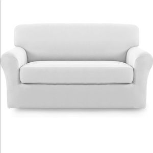 Easy Going Loveseat 2 Piece Stretch Slipcovers White